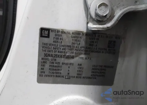 2014 Chevrolet Captiva Sport 2Ls from USA, damaged, VIN 3GNAL2EK9ES583340